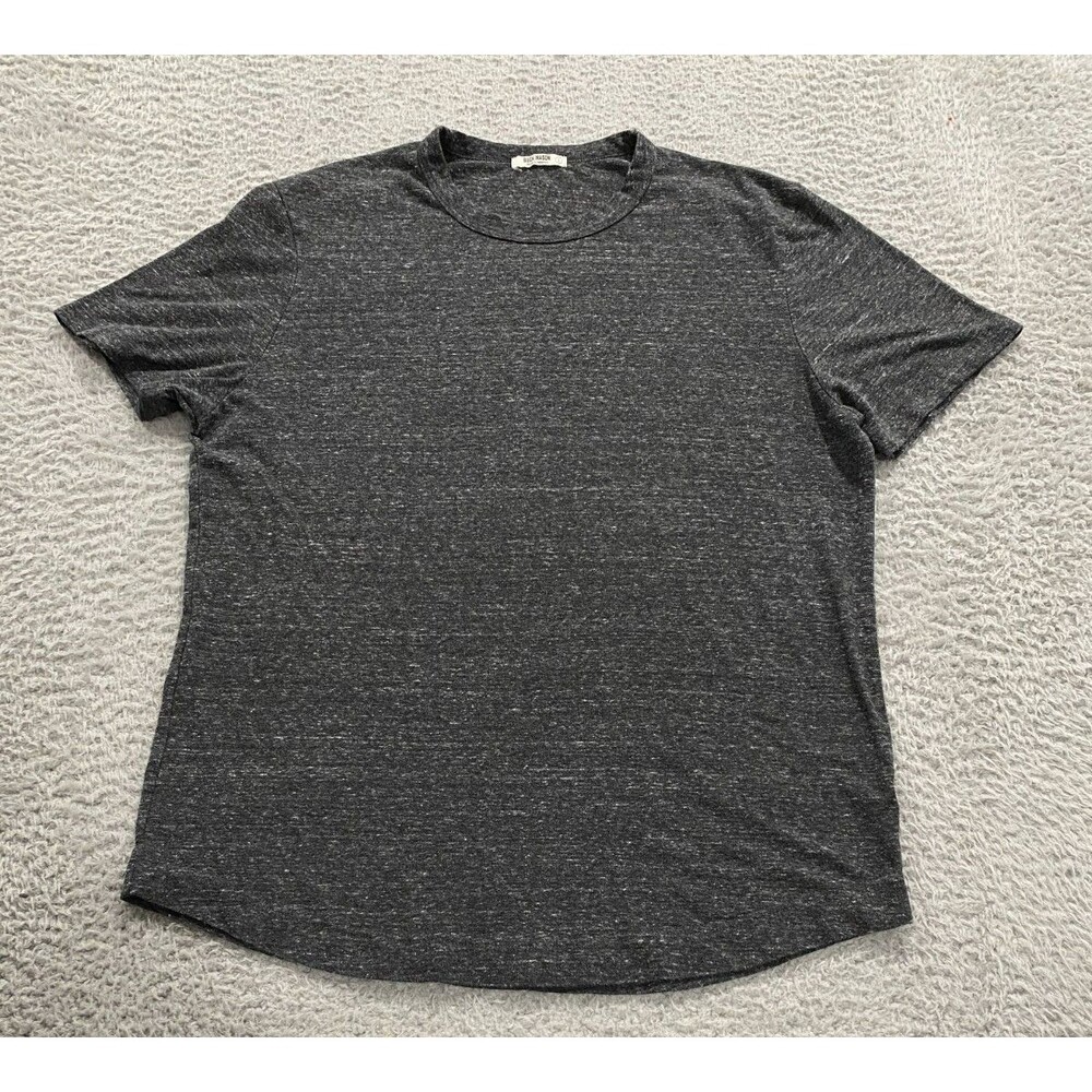 Buck Mason Shirt Mens Large Heather Gray Curved Hem Lightweight Stretch Cotton